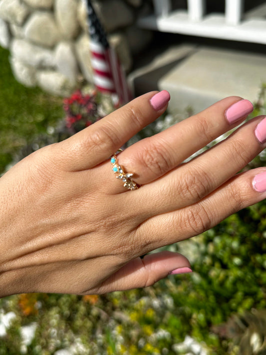 Turquoise Gold and Diamond Ring