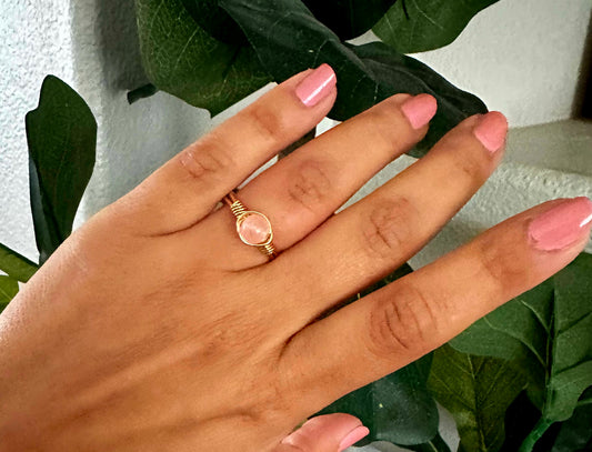 Hand-crafted Pink/Gold crystal Ring