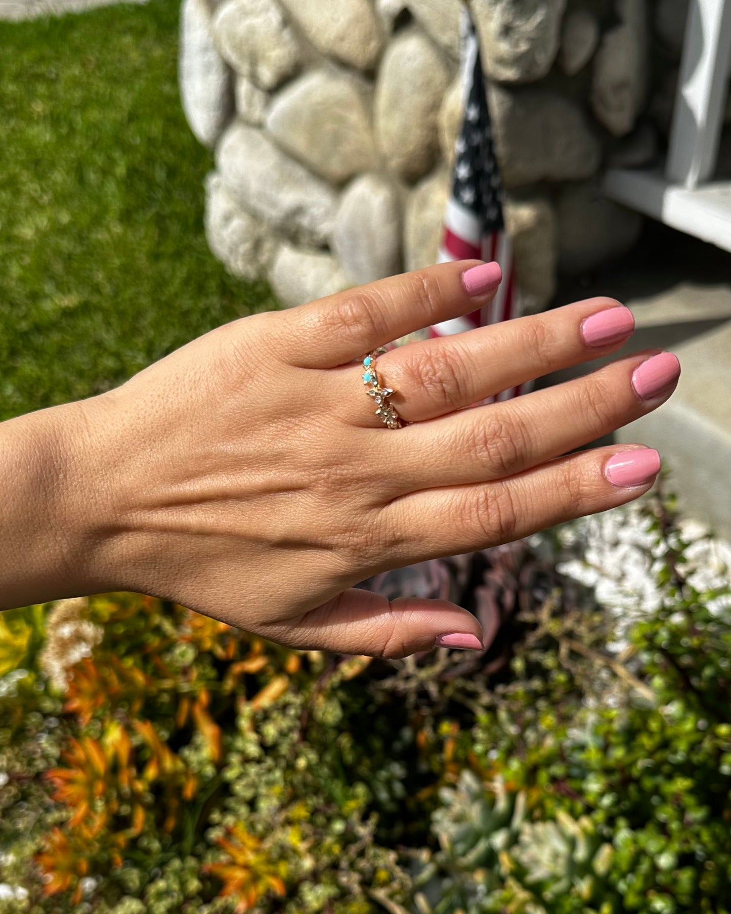 Turquoise Gold and Diamond Ring